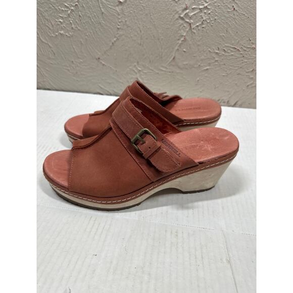 Merrell Womens Leather Slide Open Toe Clogs Sandals Heels Size 8 - Picture 2 of 5